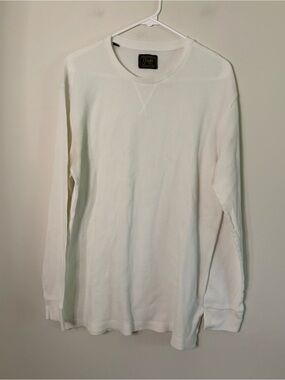 Jachs Men’s XL White Long Sleeve Thermal Top Fall Waffle Knit Casual W7